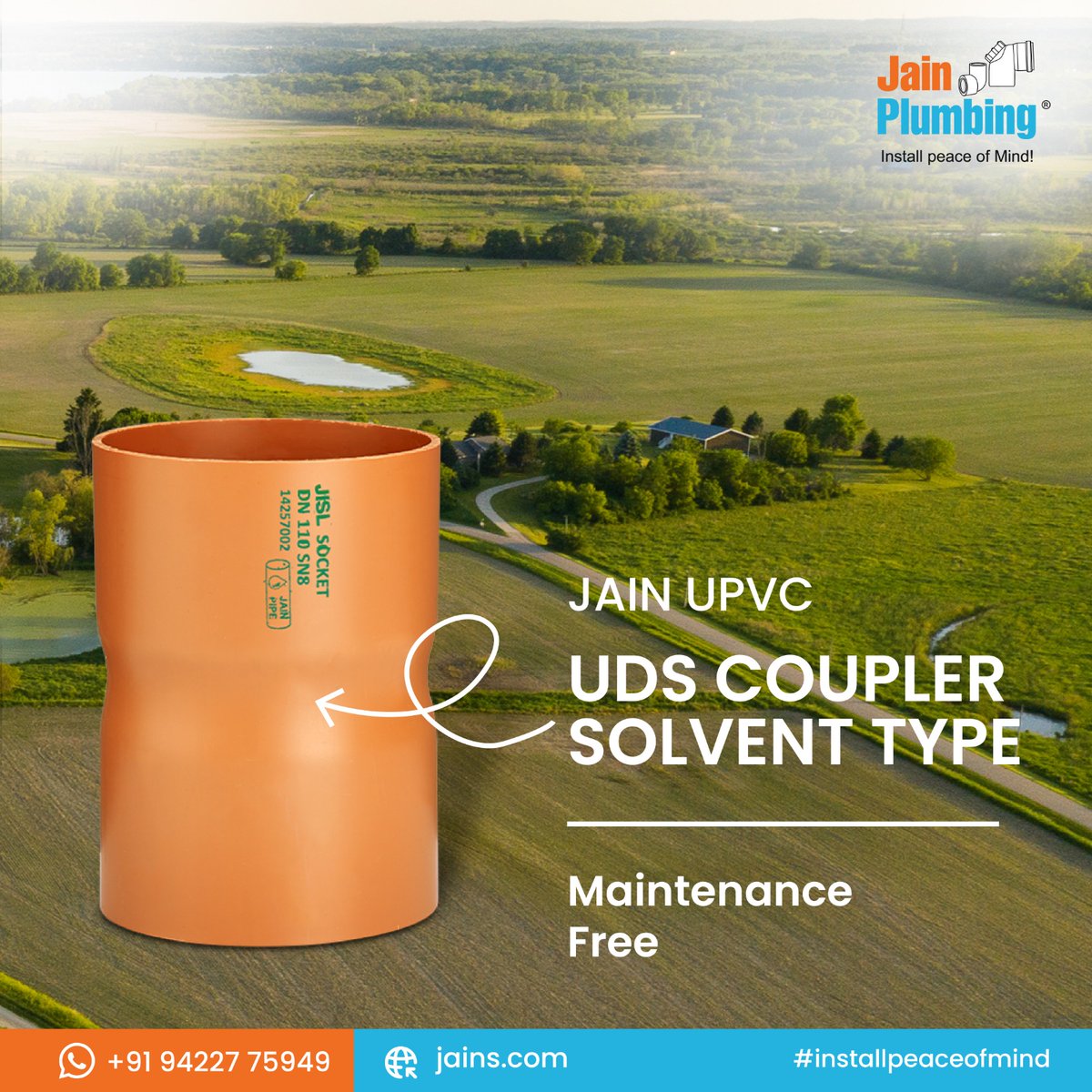 🎯Discover the epitome of strength and longevity in underground drainage solutions with Jain's UPVC UDS Coupler solvent fitting. Designed to withstand its durability and maintenance-free operation for years to come. 💪 #jainplumbing #fittings #UDS