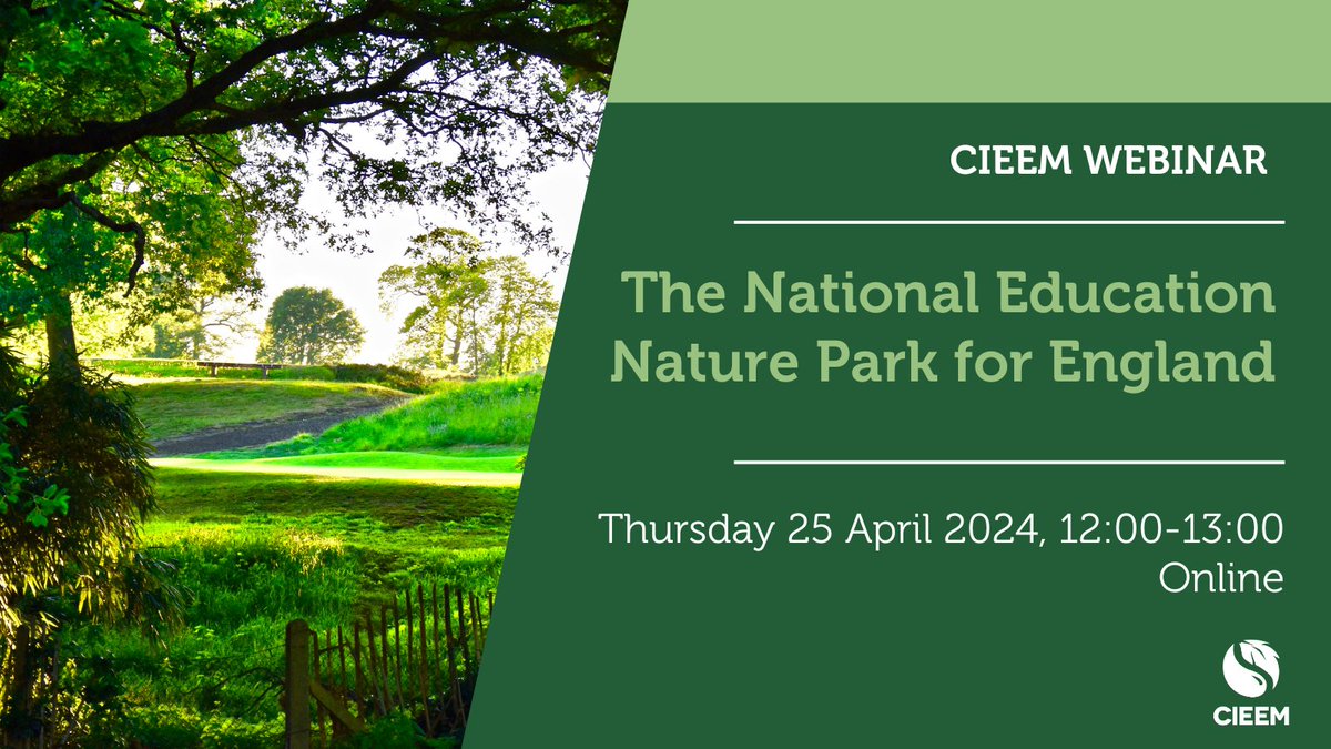 CIEEM members have a unique opportunity to contribute to the creation of England's first National Education Nature Park! You're invited to join us for a webinar that will guide you on how to get involved in this fantastic initiative. Book now ➡️ events.cieem.net/Events/EventPa…