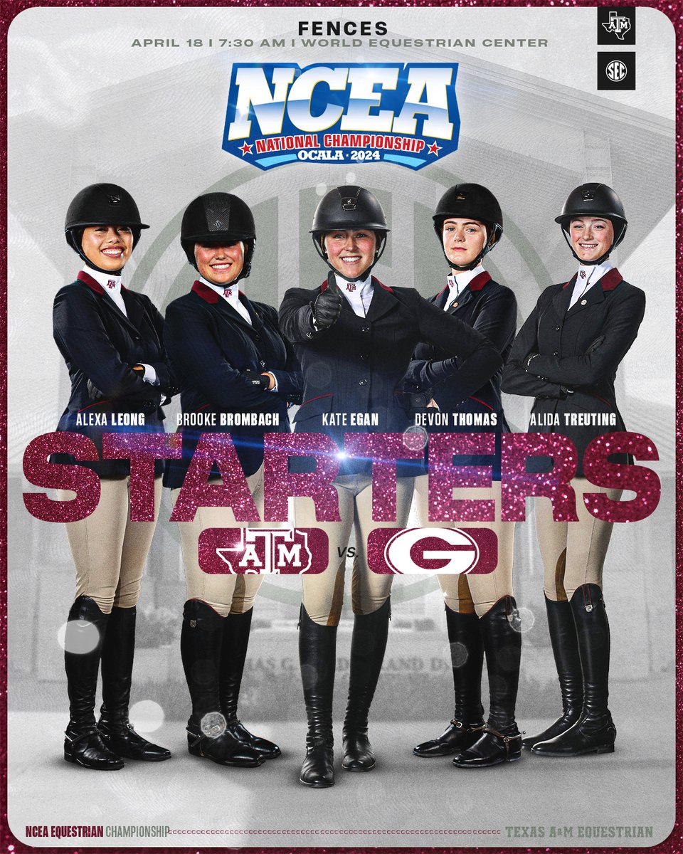 AggieEquestrian's tweet photo. Todays starting lineups for your Fightin' Texas Aggies! 👍

#Everybodyalways | #GigEm https://t.co/PGKWaExTQI