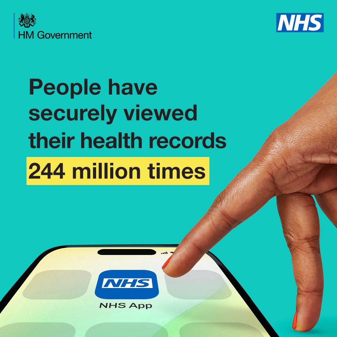 Millions of people are using the NHS App to manage their health the easy way. Find out how you can securely view your health records in the NHS App ➡️ nhs.uk/nhs-services/g…