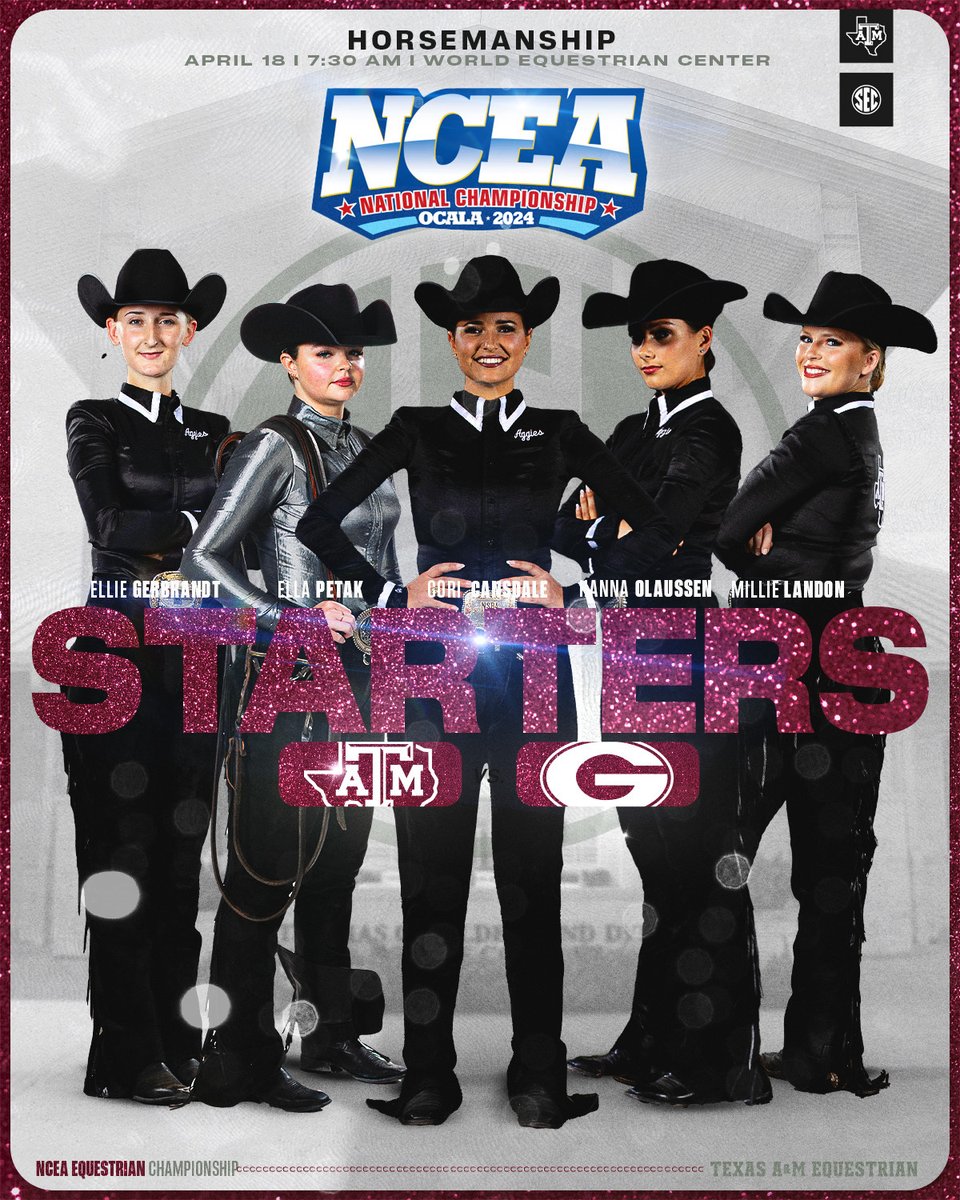 AggieEquestrian's tweet photo. Todays starting lineups for your Fightin' Texas Aggies! 👍

#Everybodyalways | #GigEm https://t.co/PGKWaExTQI
