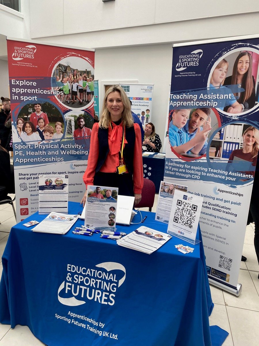 We're here @hertregcollege Annual Careers Fair at the Broxbourne campus chatting to students about inspiring careers through sport and education #apprenticeships in a school or community setting #apprenticeship #SkillsForLife #education #TeachingAssistant