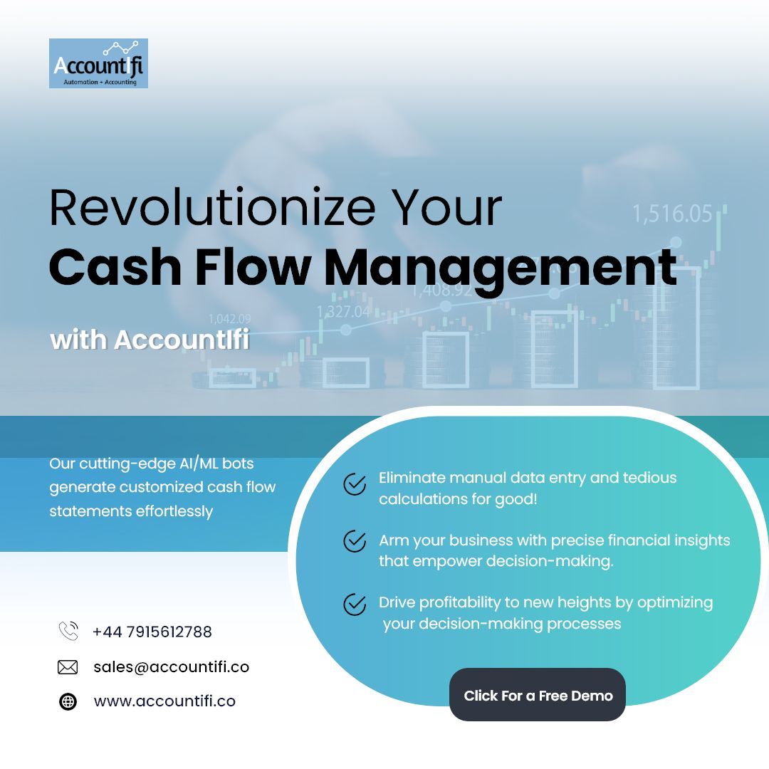 Our #AI / #ML bots streamline financial strategy with customized #cashflow statements tailored to your needs, empowering confident decision-making. Join #AccountIfi for the future of financial management today!

#FinancialStrategy #Empowerment #DecisionMaking