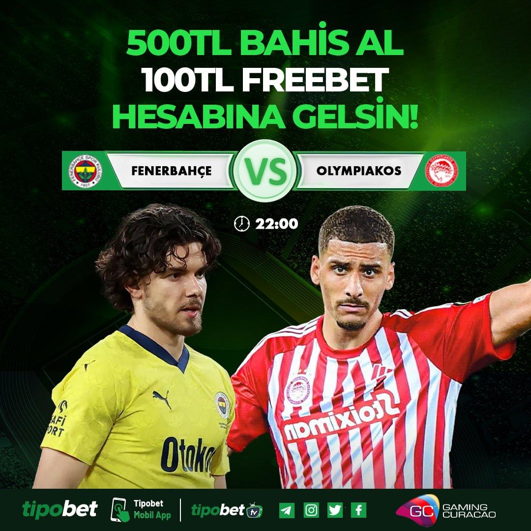 ⚽️ FENERBAHÇE - OLYMPIACOS 💰 500 TL MAÇ ÖNCESİ BAHİS AL 100 TL FREEBET KAZAN! 📺 Karşılaşma Keyfi Yüksek Kalitede Tipobet TV (truelink.ch/tipobettv) 'de! ➡ Giriş: cutt.ly/TipoGiris #tipobet #tipobettv #UEFAChampionsLeague #UEFA #freebet #fenerbahçe1907 #olympiacos