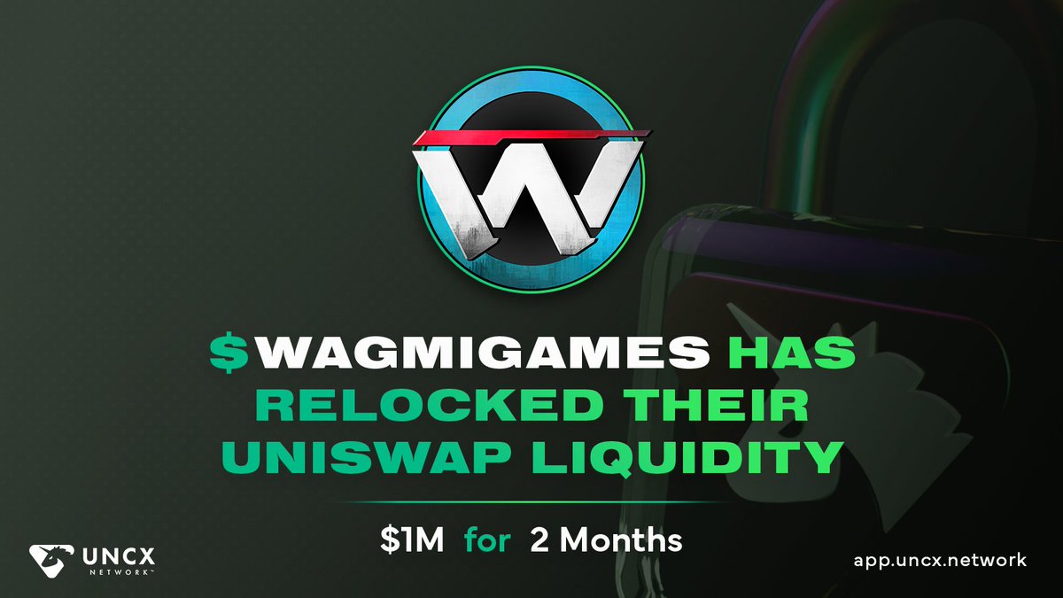 The team at @WagmiGameCo has locked up $WAGMIGAMES Uniswap liquidity — a lock worth over $1M! 🔒 Locking liquidity is crucial for safeguarding investor funds and serves as a transparent on-chain demonstration of developer trustworthiness. beta.uncx.network/lockers/token/…