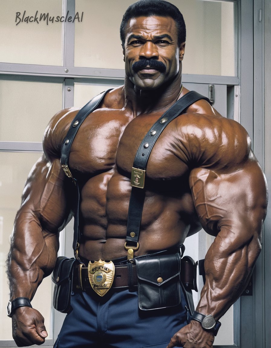 Retro Patrol - 1 #aiartwork #gayart #aimuscle #aidaddy #gay #blackmuscleai