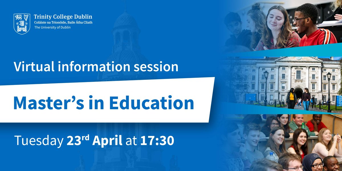 Are you a professional working in education, or a recent graduate interested in specialising further in the field of education? Join a virtual information session on @tcddublin 's Master in Education. Date: 23rd April at 5:30 PM (Irish time) Register: us06web.zoom.us/meeting/regist…