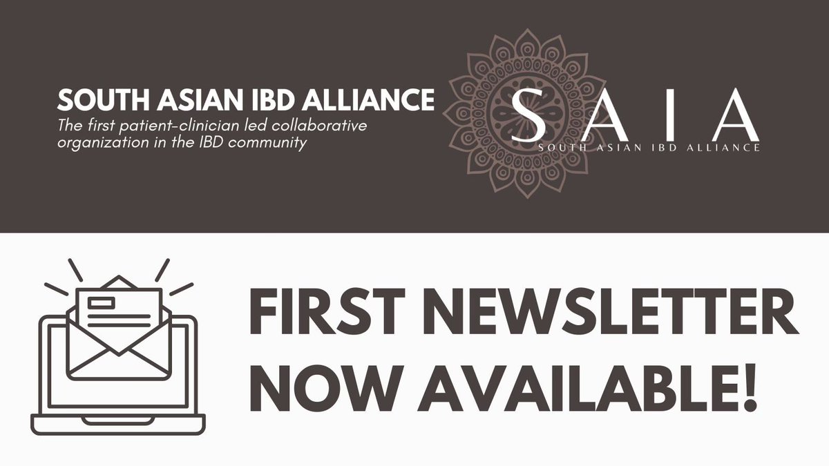 We at SAIA / @IBDesis are so excited to announce the launch of our very first newsletter!  🥳 Our newsletter is filled with information about our recent research studies, patient education talks, and upcoming events!  Click here to read our newsletter: southasianibd.org/newsletters/