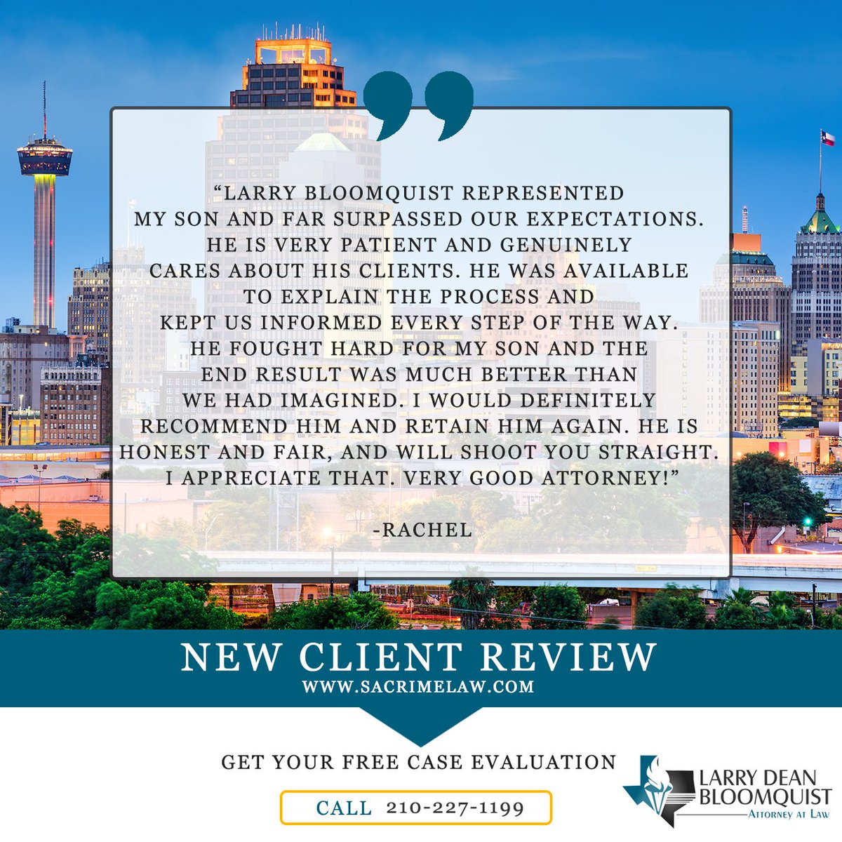 Here is what our clients are saying!

#LarryDBloomquist #Attorney #lawyer #TexasLaw #criminallaw #clientreview