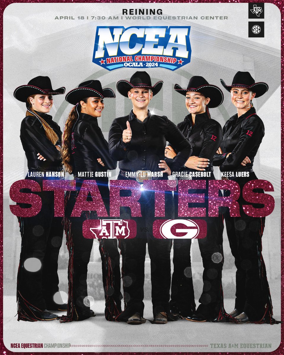 AggieEquestrian's tweet photo. Todays starting lineups for your Fightin' Texas Aggies! 👍

#Everybodyalways | #GigEm https://t.co/PGKWaExTQI