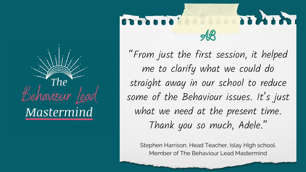 Feedback from Headteacher in the Behaviour Lead Mastermind. Leading on Behaviour too? Need support? Ideas? A place to air your frustrations? Short + long term solutions? Join us here - bit.ly/BehLeadMasterm…