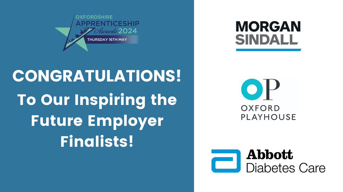 We are delighted to be sponsoring @OxLEPSkills 

Inspiring the Future Employer award this year! 🏆 Congratulations to all three finalists nominated for the Oxfordshire Apprenticeship Awards 2024. 📷 #OAHour #OAAwards2024
@morgansindall
@OxfordPlayhouse
@FreeStyleDiabet