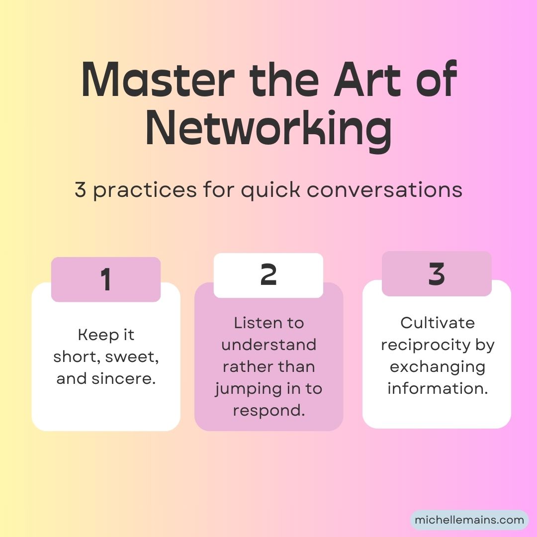 Does the idea of networking give you a case of the icks? Build your network in bite-size conversations with these easy building blocks.

#people skills #workrelationships #selfconfidence #inspiration #communication #careeradvice #journaling