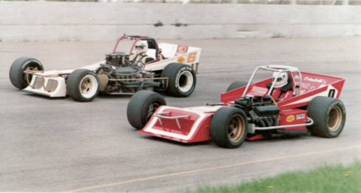 Supermodified #TBT - Steve Gioia Jr. (9) and Warren Coniam (6) - 1983. #SteelPalace | #Supermodifieds