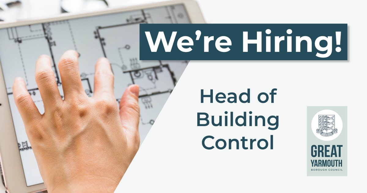 We are #hiring for a Head of Building Control

Closing date for applications: 05 May 2024

For more information and to apply, please visit - great-yarmouth.gov.uk/jobs 

#recruitment #gybc #greatyarmouth #newopportunity #gyjobs