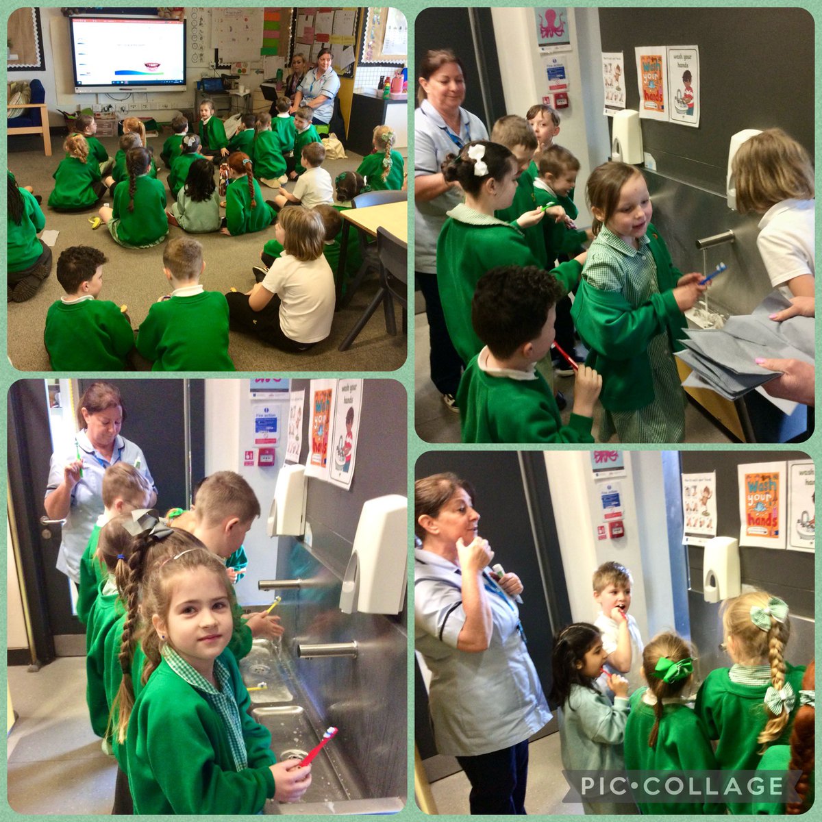 Year 2 enjoyed learning about the importance of personal hygiene with the school nurse, as part of their @Curriculum_USP science unit “Animals including Humans”, where they practised brushing their teeth.