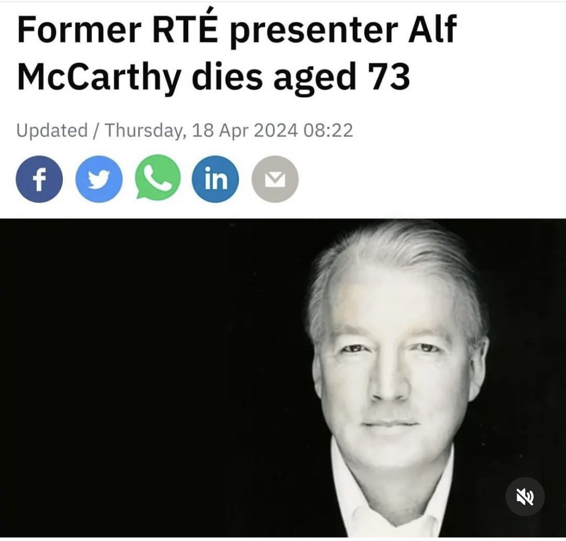 Formed an unlikely bond with Alf walking the corridors of RTE late at night all those years ago. Not only was he an incredible broadcaster, he was a kind, gent of a man. Thoughts are with his family ❤️