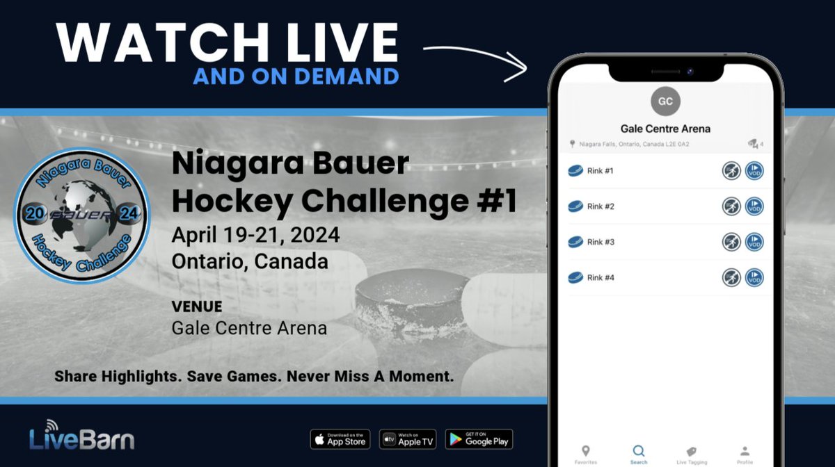 The Niagara Bauer Hockey Challenge #1, presented byNiagara Bauer Hockey, begins tomorrow in Canada! 🏒 Can't make it to the rink? We are streaming games throughout the weekend. Watch live or on-demand for 30 days, and don't forget to submit your highlights! 🎥