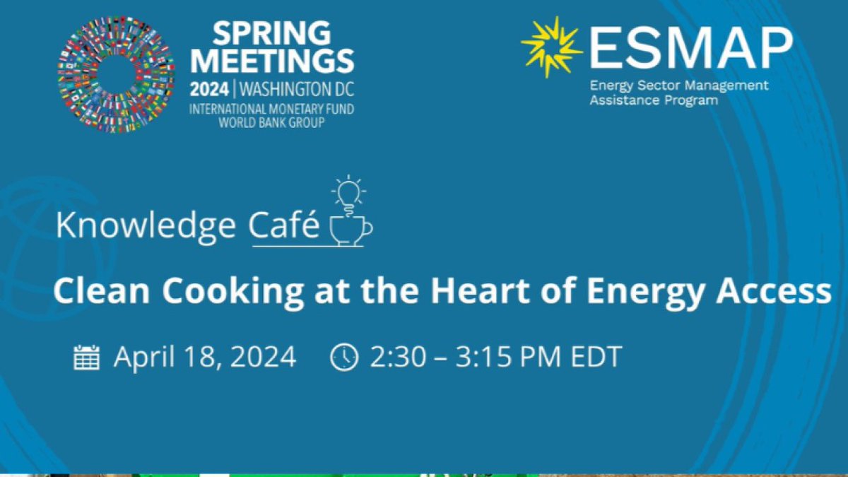 Today on the sidelines of the #WBGMeetings, join @renevanhell @KYumkella & @WBG_Energy's Chandrasekar Govindarajalu for an exciting knowledge-sharing opportunity on the role of #cleancooking as a key part of #energyaccess  & transition.

More details: linkedin.com/events/wb-imfs…