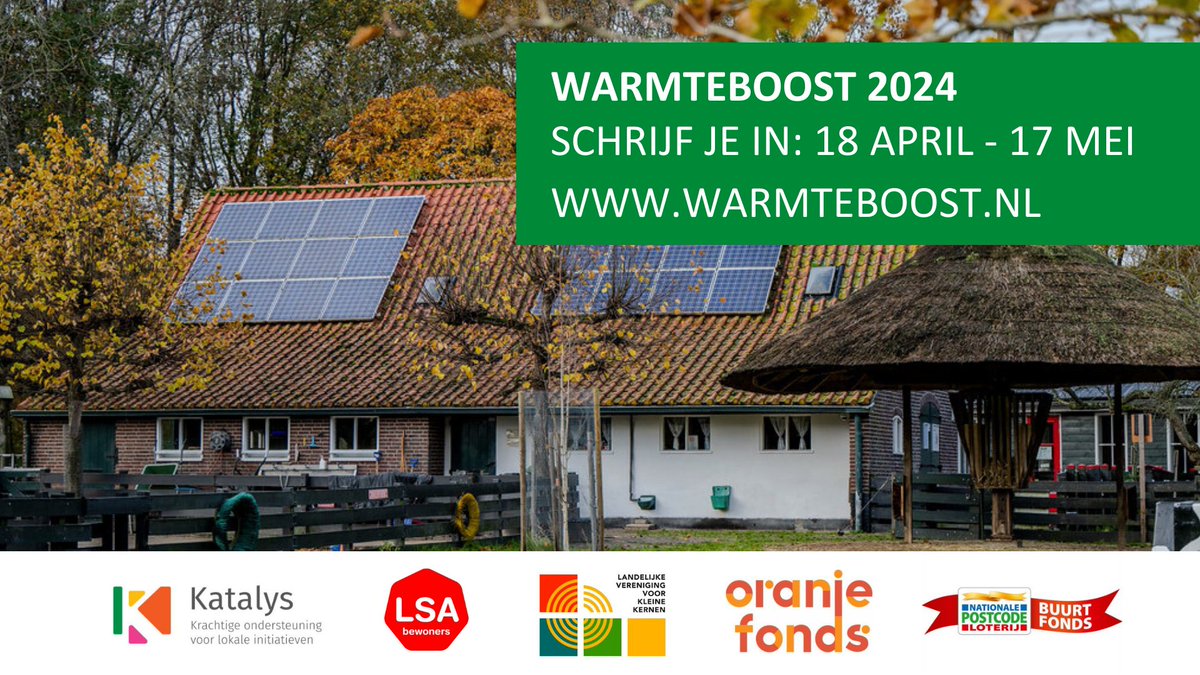 KatalysNL's tweet photo. Wil je de #energiekosten van jullie buurt-/dorpshuis of broedplaats verlagen? Krijg #coaching en advies en eventueel 25.000 euro om jullie pand te #verduurzamen. Inschrijven voor #WarmteBoost 2024 kan vanaf vandaag op:
https://t.co/2us6W5js7k
#bewonersinitiatieven #katalys https://t.co/3M0bi48bZY