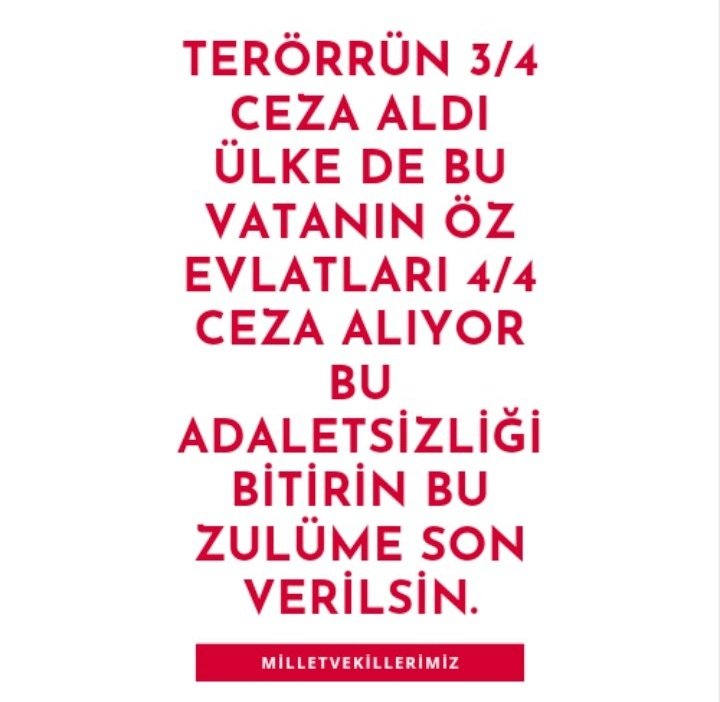 @NumanKurtulmus ADLİ MAHKUM AF BEKLİYOR BU KURBAN BAYRAMI BİZLERİN BAYRAMİ OLMASİNİ TEMENİ EDİYORUZ KÜSKÜNLERİN TOPLUMUN BARIŞTIĞI BİR BAYRAM OLSUN
#AdliMahkum9YargıPaketine
#AdliMahkum9YargıPaketine
#AdliMahkum9YargıPaketine
#AdliMahkum9YargıPaketine
@RTErdogan
@dbdevletbahceli 
@yilmaztunc