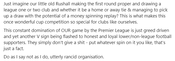 RushallSC's tweet photo. RIP The FA Cup.

#FuckThePL https://t.co/Rc2zfYrvhJ