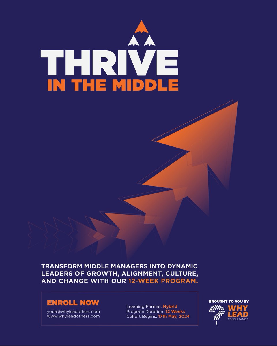 Dear Middle Manager, step into your power as the catalyst in your company with our program, Thrive in the Middle. A 12-week journey to transform you into a catalyst for growth, alignment, change & culture Join Thrive & be the strongest link in your org 👉🏾goo.su/UbYzqc