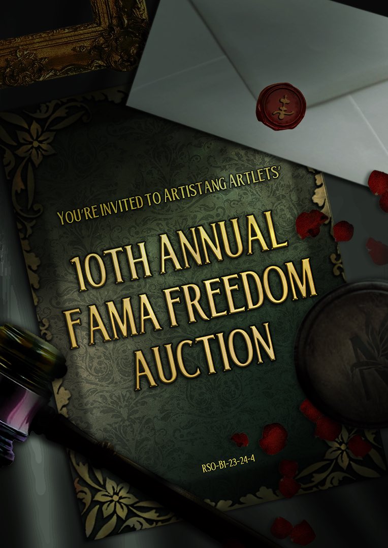 artstngartlts's tweet photo. Ikinagagalak naming sabihin na muling magbubukas ang mga pinto ng Annual FAMA Freedom Auction para sa ika-sampung taon nito. Ano kaya ang mga lihim na naghihintay para sa atin? π€«
Mga Famali! Handa na ba kayong lumaya?
#AAS43
#AFFATheMusical https://t.co/DULm7VkIqJ