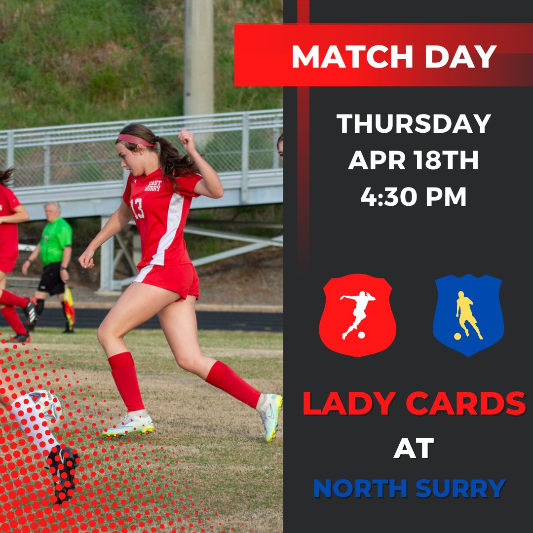 Good luck to @ES_WSoccer as they travel to North Surry for a Foothills 2A match. The match will be played at Gentry Middle School (due to NS field construction) and will begin at 4:30pm. Go Cards!