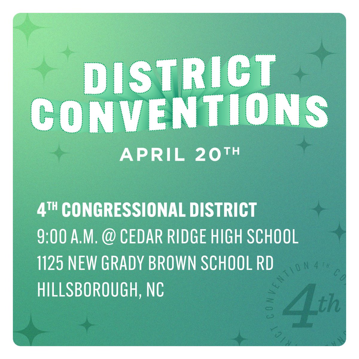 Join GCDP at the District 4 Convention this Saturday! 🎉 Get more details at ncdp.org/2024-district-… #DistrictConvention #NCpolitics #GetInvolved #PoliticalEngagement #DemocraticParty #LocalPolitics #CivicParticipation #NorthCarolinaDemocrats #PartyConvention #DemocraticProcess