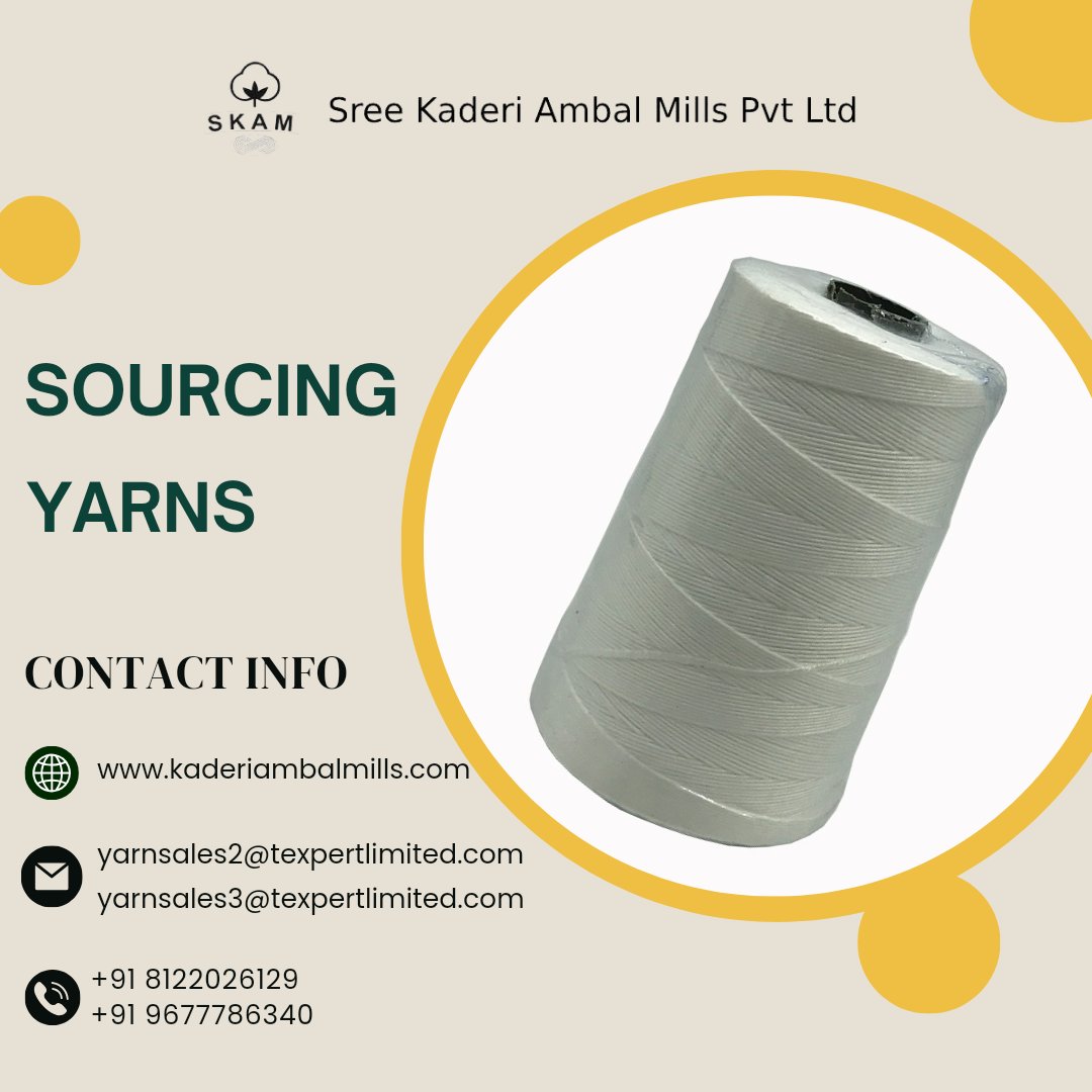 Choose the best and meticulously sourced and expertly crafted yarns and threads from Sree Kaderiambalmills.
Visit us: kaderiambalmills.com

#kaderiambalmills #yarns #polyesteryarns #yarnsandthreads #sourcingyarns #yarnmanufacturers