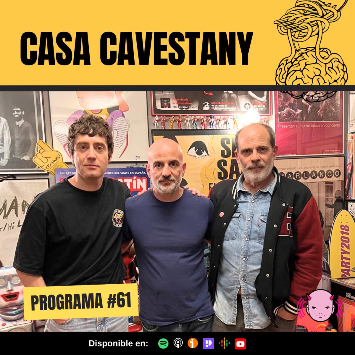 🧠 Ya podéis escuchar un nuevo episodio de @CasaCavestany  🍝 Se sientan a la mesa David Merino, guitarra y cantante de @_lalaloveyou_ y @PedroBravo que nos presenta su último ensayo. Todo esto con el menú '4T': tortilla, torreznos, tartar de salchichón y tarta de queso