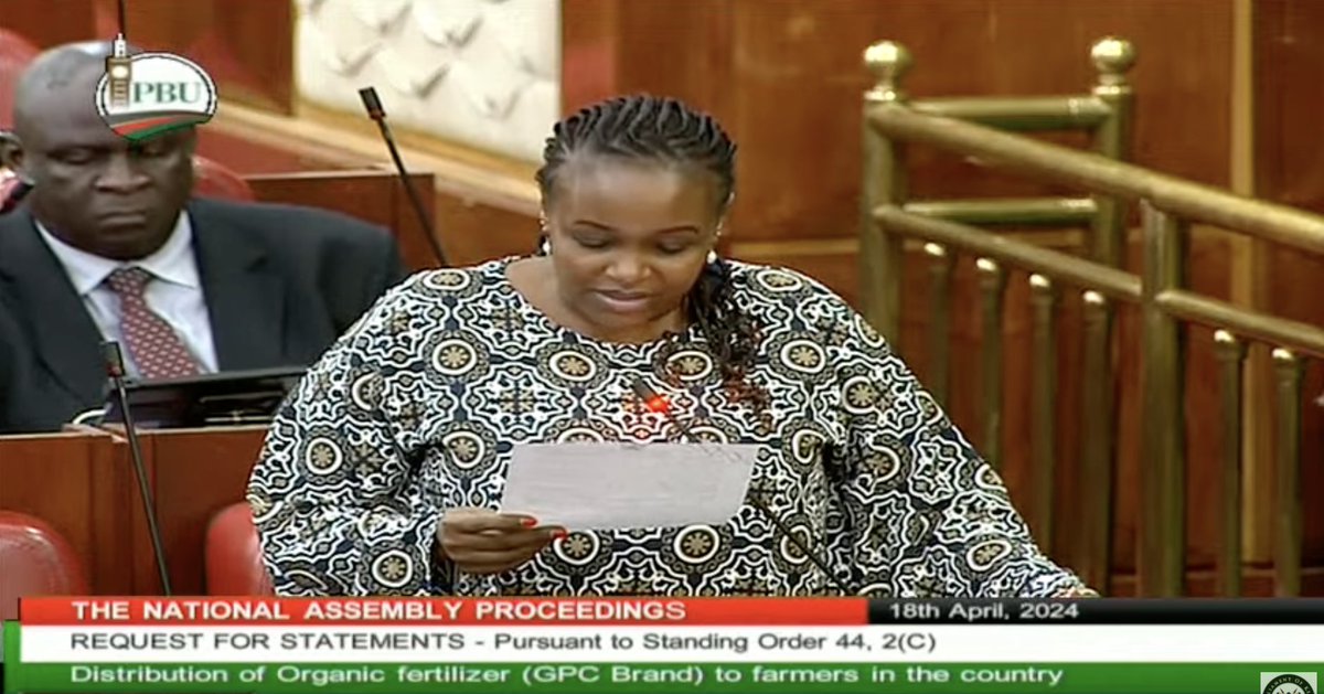 .@HonWangari seeks a statement from the Departmental Committee on Agriculture and Livestock regarding the organic fertiliser, GPC brand distributed at NCPB to farmers in the country. #BungeLiveNA