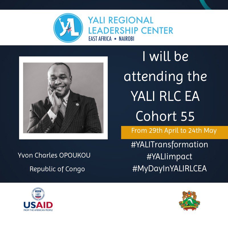 It is with great pleasure that I discover that I have been selected to join YALI ELC cohort 55. I'm looking forward to this wonderful and unique adventure @YALIRLCEA @USAIDKenya #YALITransformation_ 
#YALIimpact_
#MyDayInYALIRLCEA_