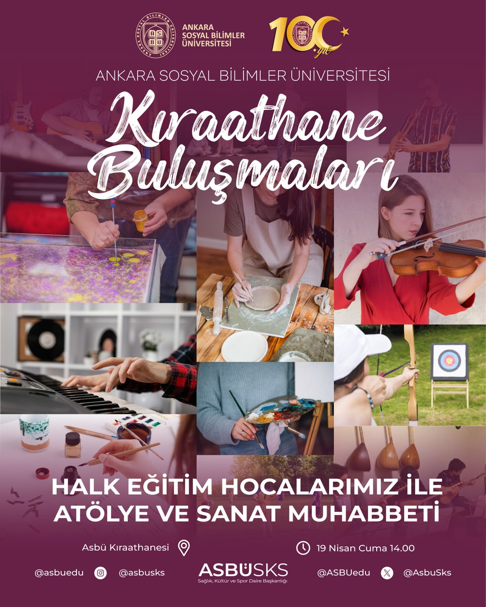 ASBÜ Kıraathane Buluşmaları bu hafta 19 Nisan Cuma günü saat 14.00'te Halk Eğitim hocalarımızın katılımıyla düzenlenecektir. @AsbuSks