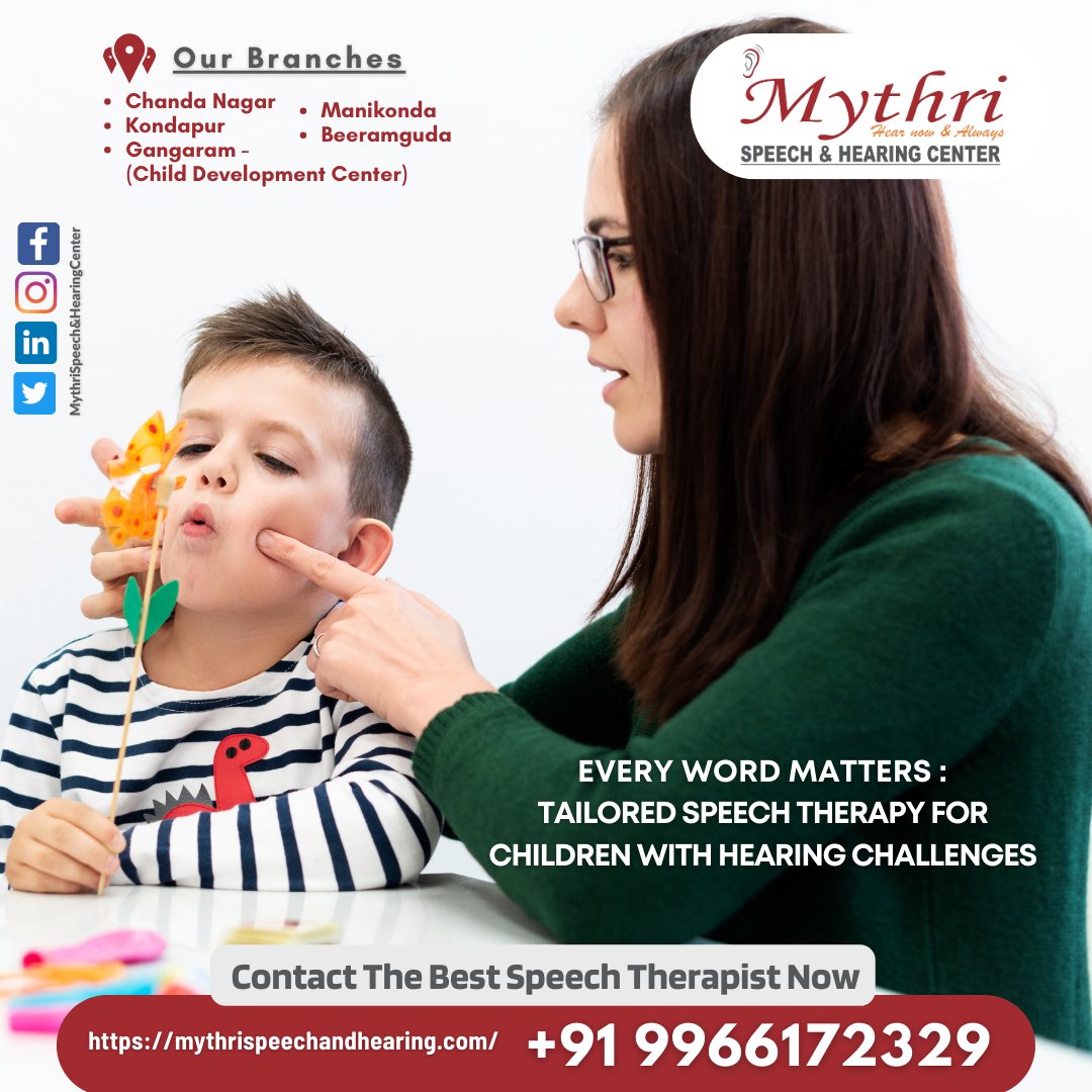 #SpeechTherapy #HearingChallenges #EveryWordMatters #TailoredTherapy #ChildDevelopment #Empowerment #MythriSpeechAndHearing #DrSandeepNeela #Audiologist #CochlearImplantSpecialist #Hyderabad #SpeechTherapist #CertifiedSpecialist #ChildrensHealth #CommunicationSkills