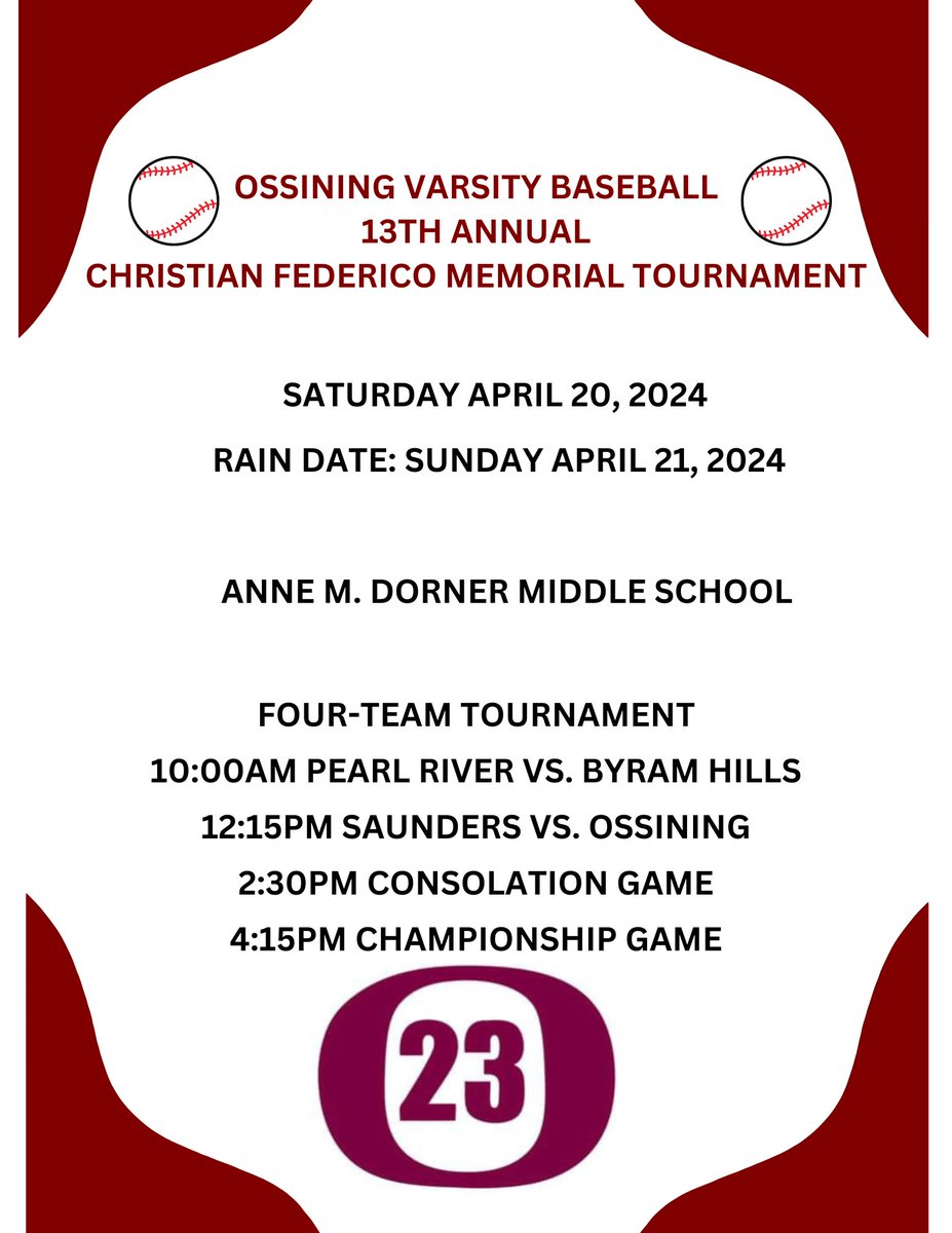 Join us this weekend to honor Christian’s Memory @rayteodora1 @DirectRays @erapay5 @OSSATHLETICS @OABCBoosters @OssiningJCYSLL