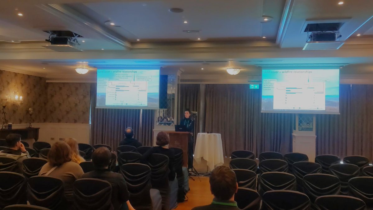 PyroLife_ITN's tweet photo. Proud of #PyroLifeESR 𝗙𝗶𝗼𝗻𝗮 𝗡𝗲𝘄𝗺𝗮𝗻-𝗧𝗵𝗮𝗰𝗸𝗲𝗿 (@WUR) giving her talk “Characterising land cover – wildfire interactions and their implications for resilience” at #FBF2024 in #Tralee 👏 https://t.co/LUeQe9KUmm