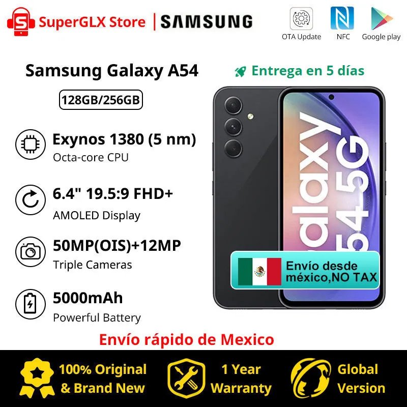 Buy Samsung Galaxy A54
Original New Samsung Galaxy A54 Samsung a54 5G Exynos 1380 6.4' FHD+ Super AMOLED Triple 50MP Camera 5000mAh 25W Fast Charging
Original price: USD 490.16
Now price: USD 299.00
Click&Buy: s.click.aliexpress.com/e/_mPeoVxY

#SamsungGalaxyA54, #GalaxyA54
