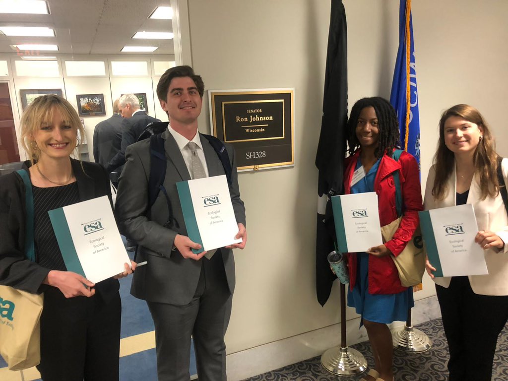 GK9547's tweet photo. Successful day on Capitol Hill with @ESA_org and fellow graduate students discussing the importance of funding @NSF and scientific research! Great conversations with the offices of @SenatorBaldwin and @RonJohnsonWI about NSF’s importance to Wisconsin! https://t.co/AOkGBQqtE9