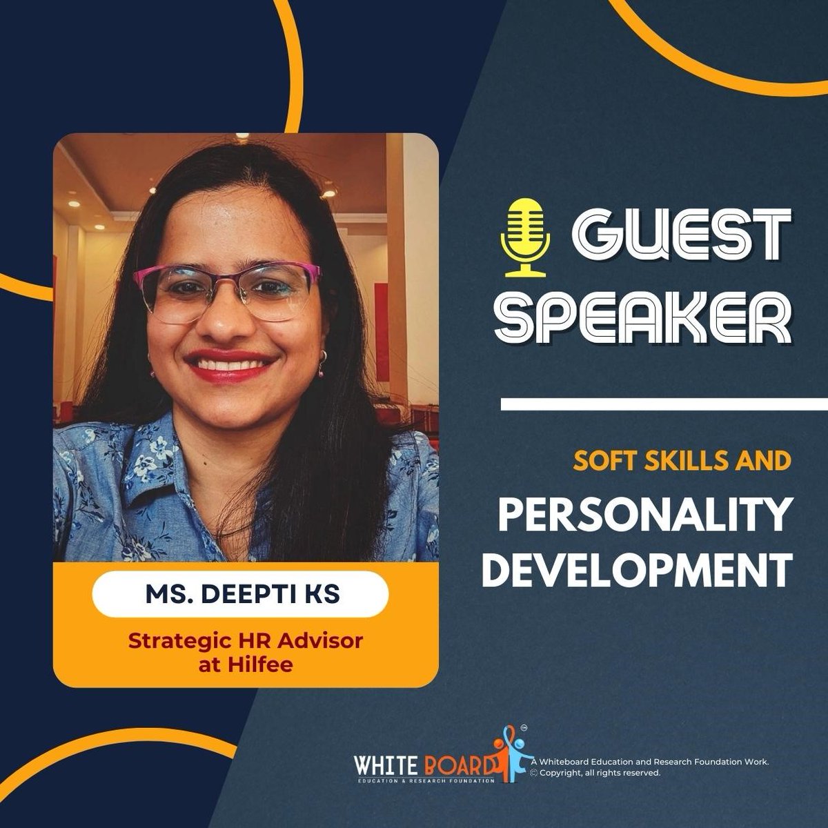 We're incredibly grateful for Ms. Deepti's commitment to the betterment of society and the next generation. We look forward to welcoming her back for future sessions at Whiteboard Foundation.
#Speaker #Bestspeaker #Eventspeaker #Publicspeaker #Session #livesession #SoftSkills