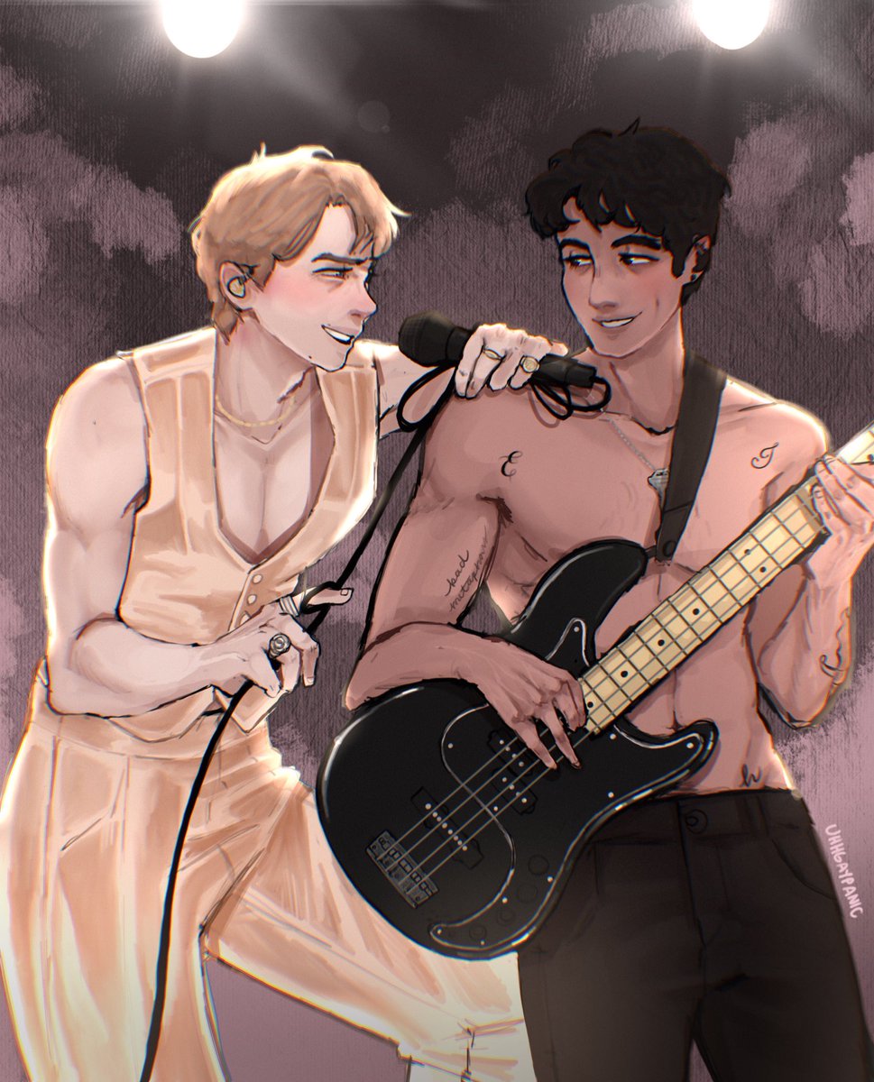 Popstar Henry Fox and his bassist whom he can't stop flirting with on-stage