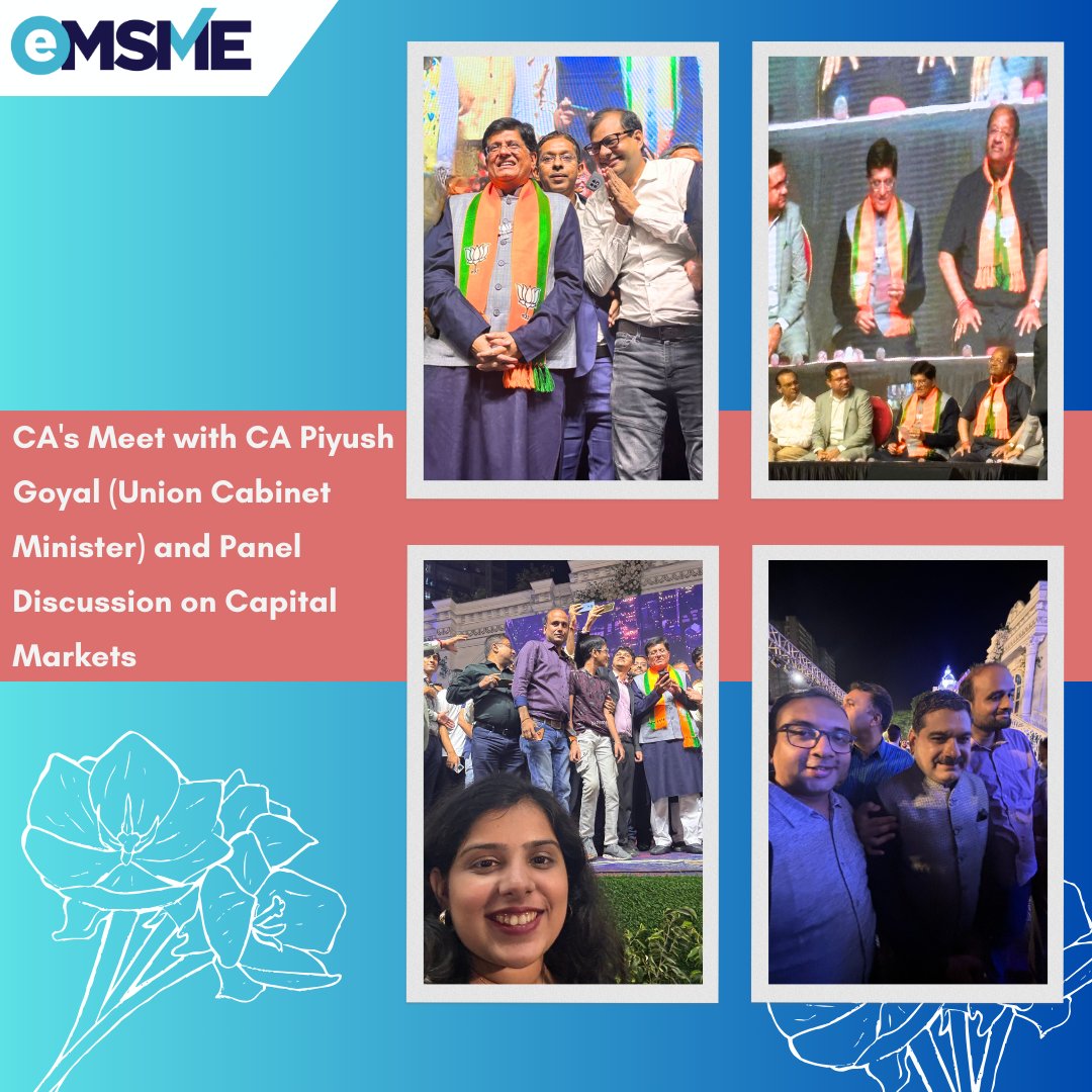 Viksit Bharat panel discussion on Captial Markets!! eMSME attended a panel discussion on capital markets for enthusiastic CA professionals at Korakendra Ground in Borivali West. Chief Guest: CA @PiyushGoyal (Union Cabinet Minister) #emsme#msme #minister #government #msmesindia