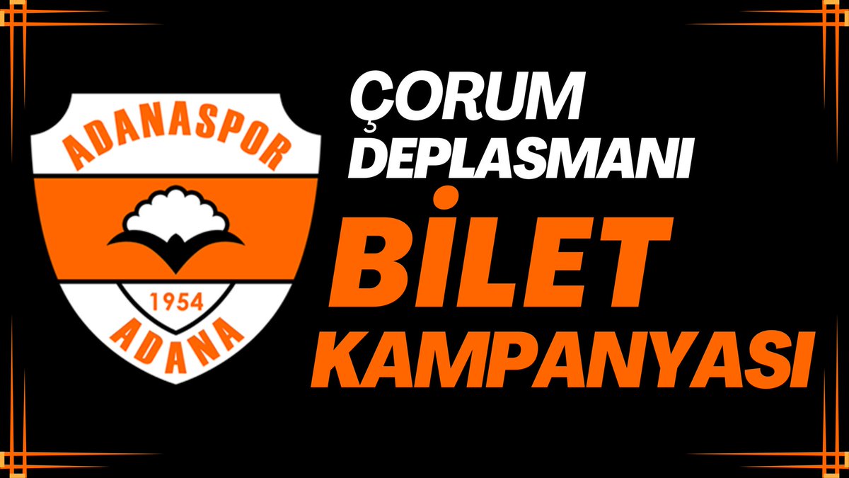 📢 BİLET KAMPANYASI Çorum deplasmanına gidecek olan taraftarlarımızın maç biletlerine destek olmak amacıyla bilet kampanyası başlatıyoruz. Bilet ücreti 65 ₺ olup, bilet desteğinde bulunmak isteyenler yorum veya DM'den bizimle iletişime geçebilir. #Adanaspor