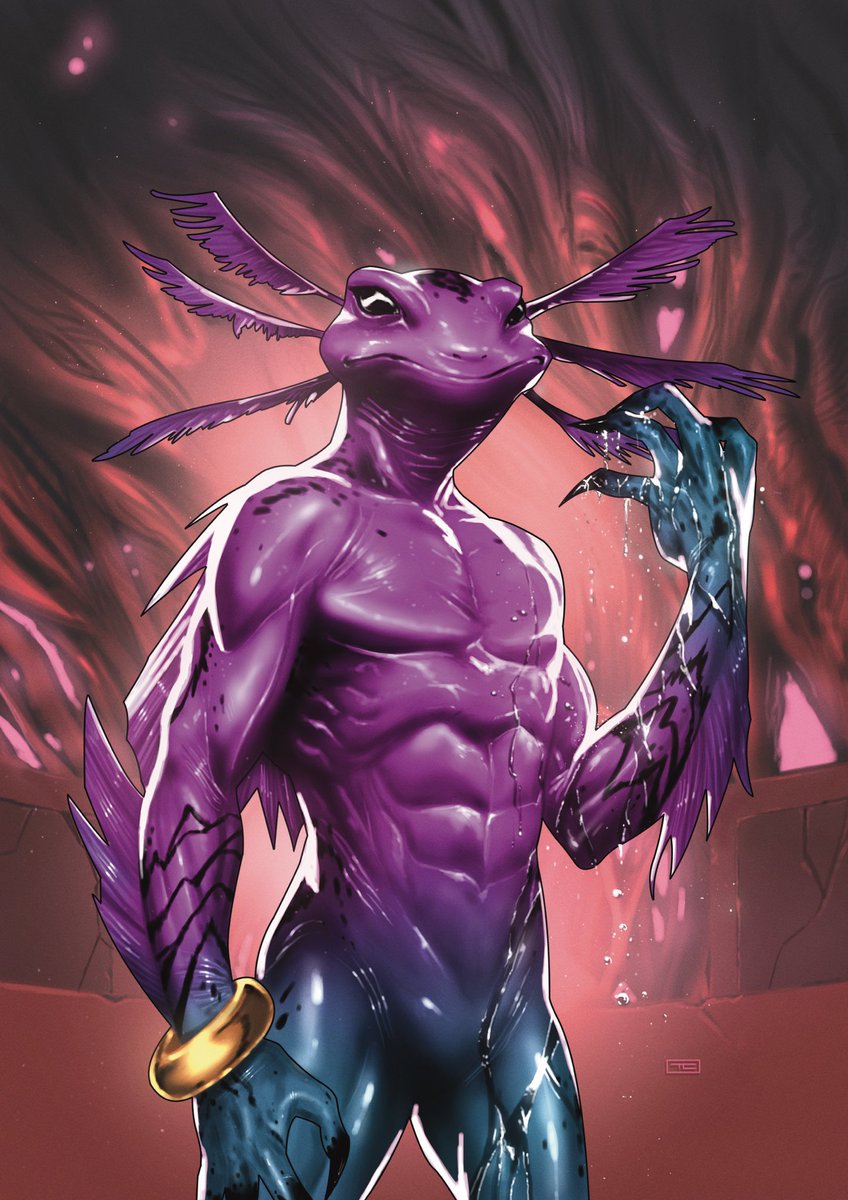 prfxsnatchedwig's tweet photo. #MutantSpotlight on #OmegaMutants: Sobunar of the Depths

Sobunar of the Depths first appeared in "Planet-Size X-Men #1" in June 2021, created by Gerry Duggan and Pepe Larraz. As an Omega-level mutant, Sobunar’s capabilities are significant within the Marvel Universe, especially his role in environmental and planetary storylines.

His primary ability, "Oceanic Blood," allows his body to host a marine ecosystem capable of creating oceans on other planets. This was showcased during the terraforming of Mars, where he played a crucial role by using his blood to establish oceans, aiding in the transformation of the Martian landscape alongside mutants like Hope Summers and Monarch.

Additionally, Sobunar has "Extrasensory Perception," enabling him to sense life within the bodies of water he generates. He can feel the presence of his offspring and other aquatic creatures, a skill that emphasizes his deep connection to the marine life he creates and influences.

His power to manipulate water extends to levitating and controlling large volumes of water, which he can use both defensively and offensively.

Sobunar's history is intertwined with the political dynamics of the Great Ring of Arakko, where he has been a voice for peace. During the internal debates on whether to return to Amenth and engage in war with the Daemons or to remain on Mars in peace, Sobunar voted to avoid conflict. His decision was a clear stand for stability and tranquility on their new home planet.

He was also involved in the Arakko civil war, where his actions and decisions were crucial in the broader context of mutant politics and their implications for both Arakko and Krakoa. Despite his significant power and influence, Sobunar declined an offer from Storm to join the Quiet Council, believing that not having to fight for the seat diminished its value.

In summary, Sobunar of the Depths not only brings a unique environmental aspect to the mutant narrative with his extraordinary abilities but also represents a thoughtful and powerful presence in mutant governance and ethical debates. His involvement in key decisions about peace and his role in shaping new ecosystems highlight his importance in the ongoing evolution of mutantkind.

#Sobunar #OmegaMutant #PlanetSizeXMen #XMen #MarvelComics #Arakko #MutantPolitics