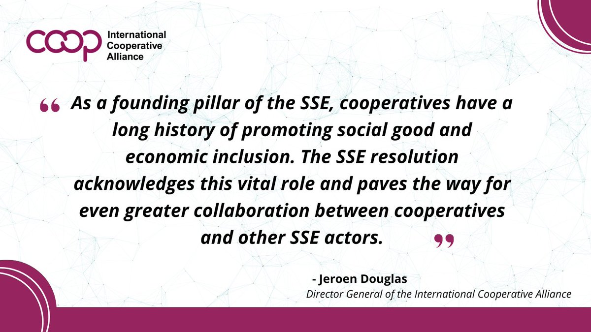 Today we celebrate the 1st anniversary of the @UN resolution on the #SSE acknowledging the vital role of #coops & other SSE actors in building a + sustainable & equitable future for all. Join us 🔜 UN International Year of Cooperatives 2025! @icsse_ciess sites.google.com/internationalc…