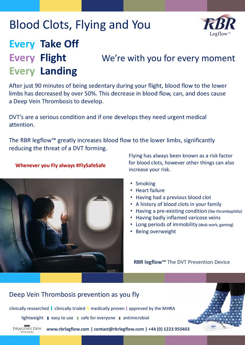 Do you fly frequently? Either on business or for leisure? Did you know that by being sedentary for just 90 minutes, you are at an increased risk of developing a potentially deadly blood-clot? When you fly, always #FlySafe #aviation #DVT