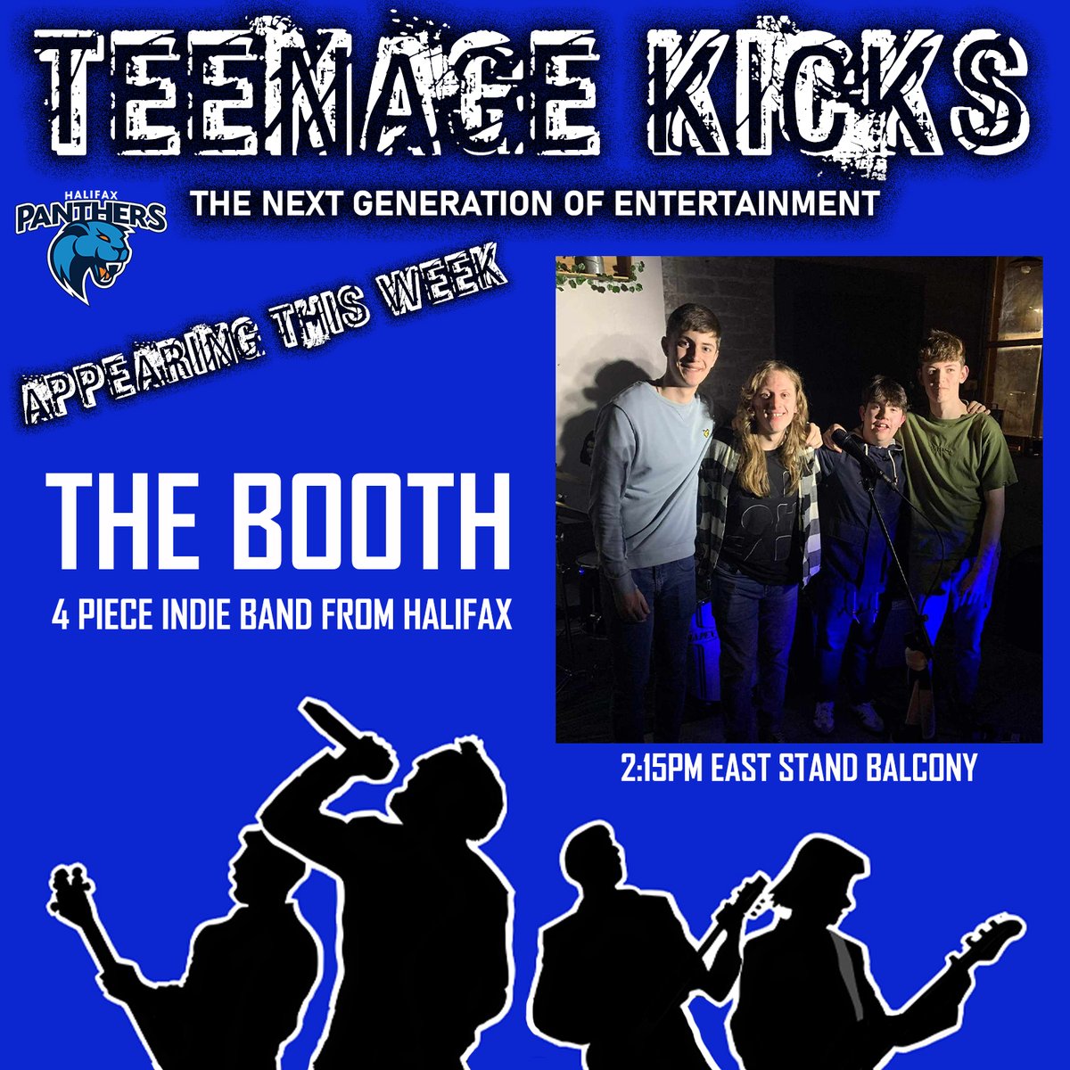 TEENAGE KICKS 🎸🎤 Introducing the first act of our #TeenageKicks series - our new initiative aimed at giving young homegrown entertainers a stage to hone their skills THE BOOTH are a 4 piece indie band from Halifax. Catch them live at the @SheffieldEagles game from 2:15pm #BWO