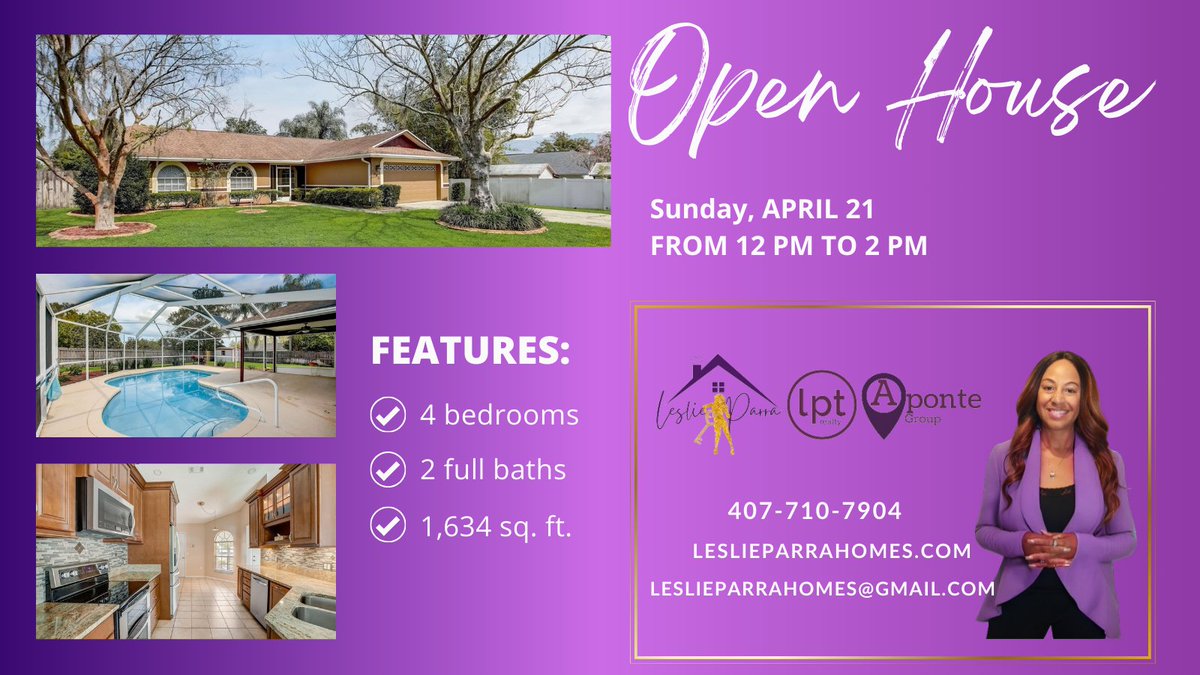 MrsLeslieParra's tweet photo. Mark your calendars! You're invited to explore your future home at our Open House this Sunday, April 21st, from 12-2 PM. Don't miss out on this opportunity, See you there! 
#leslieparrarealtor #leslieparrahomes #CentralFlorida #RealEstateMarket #HomeBuying #Investing https://t.co/WBw9QRWQQH