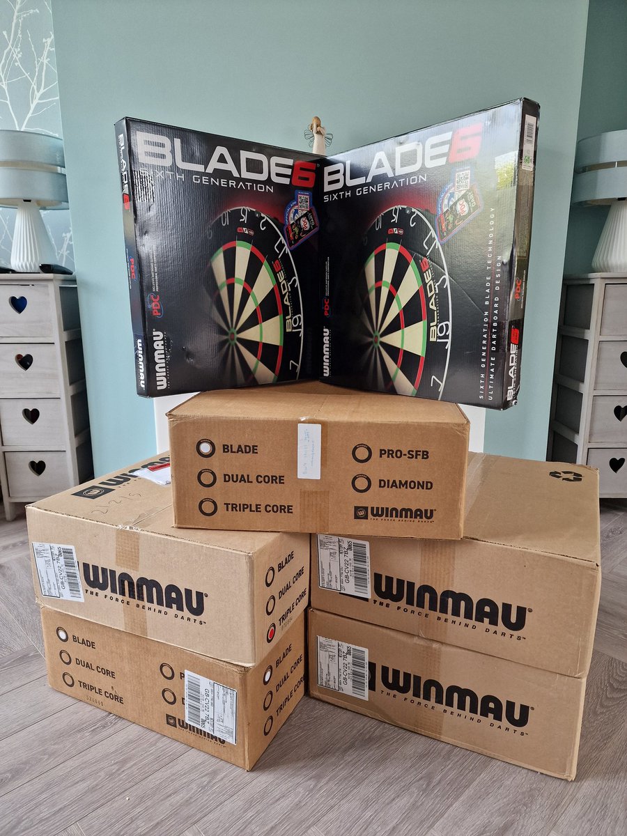 BOARDS BOARDS BOARDS!!! @Winmau delivery day!!!! Blade 6 and Triple Core are now in store. Message us on here or call us on 07895792113 to reserve yours